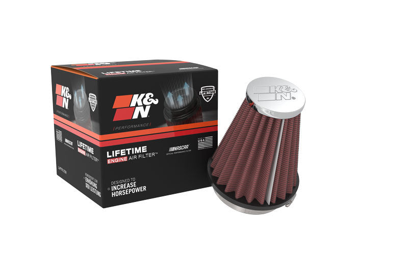 K&N Universal Chrome Filter 2.25 Inch Flange / 3.5 Inch Base / 2 Inch Top / 4 Inch Height-SR1 Performance