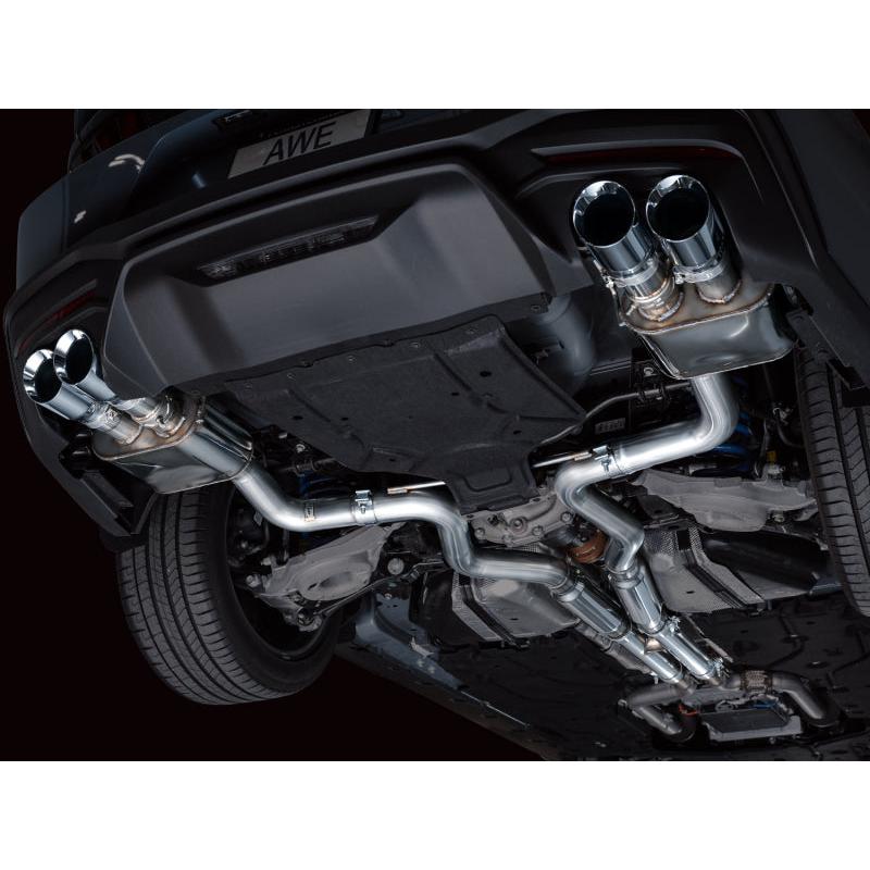 AWE 2024 Ford Mustang GT Fastback S650 RWD SwitchPath Catback Exhaust w/ Quad Chrome Silver Tips-SR1 Performance