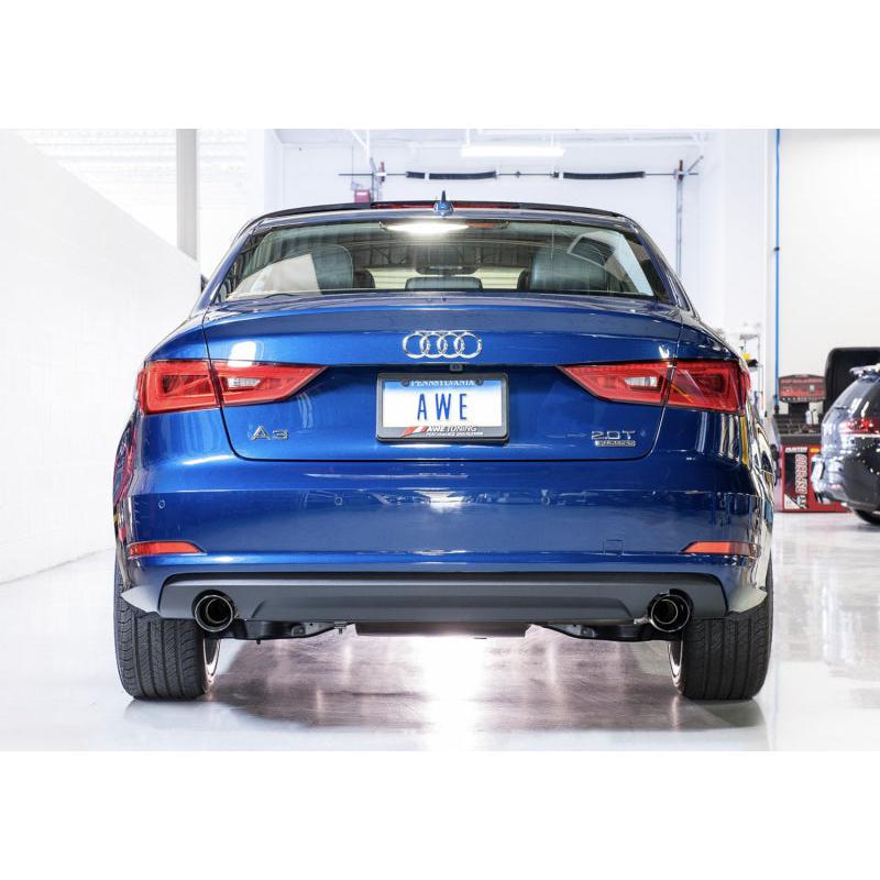AWE Tuning Audi 8V A3 Touring Edition Exhaust - Dual Outlet Chrome Silver 90 mm Tips-SR1 Performance