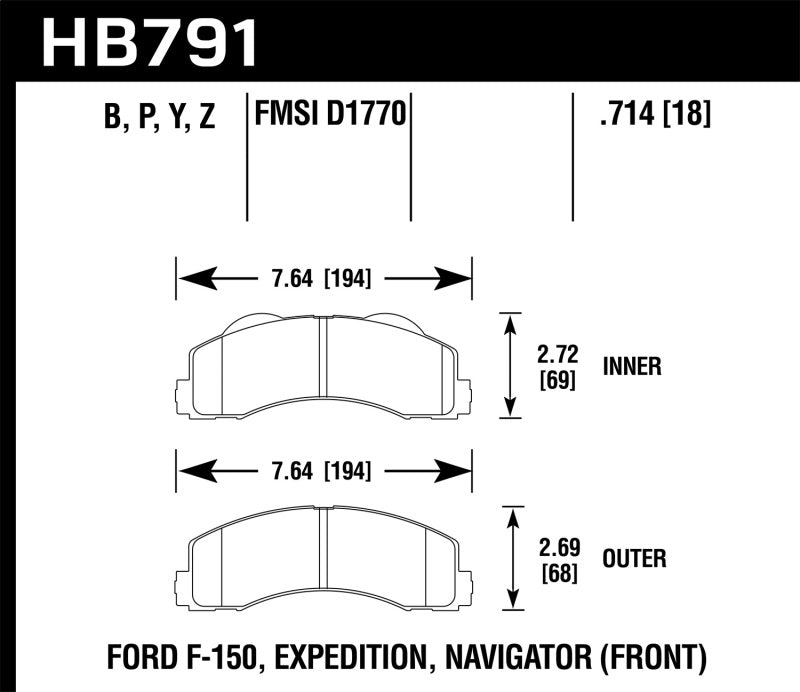 Hawk 14-16 Ford F-150 LTS Street Front Brake Pads-SR1 Performance