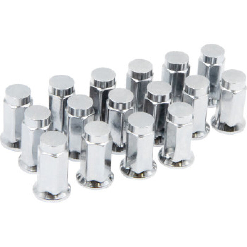 Raceline Hex/Flat Lug Nuts - 10mm x 1.25/14mm - Chrome Finish, 16 Pack
