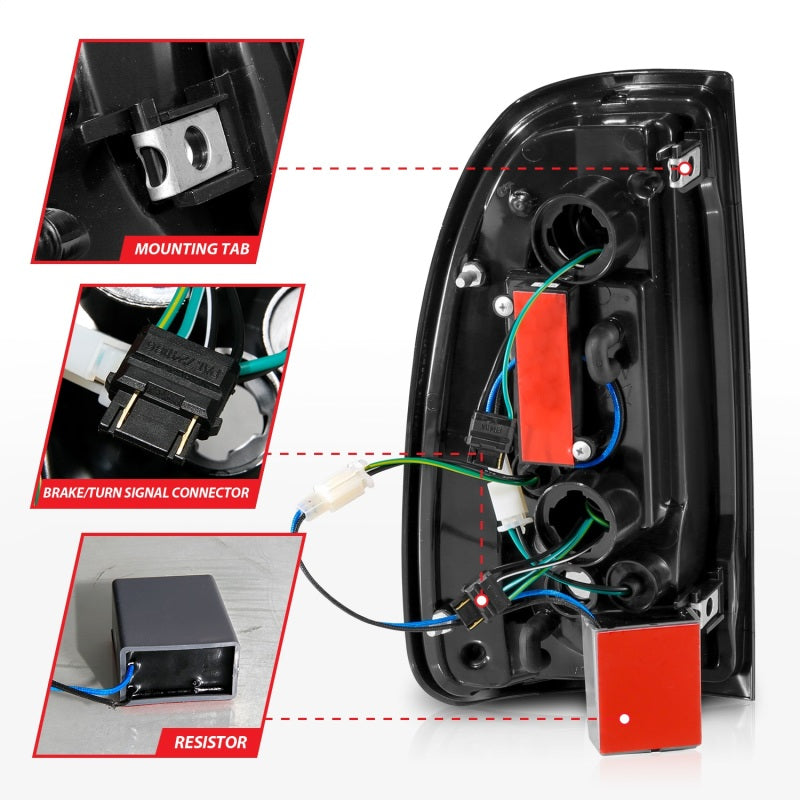 ANZO 00-06 Toyota Tundra LED Taillights w/ Light Bar Black Housing Clear Lens-SR1 Performance