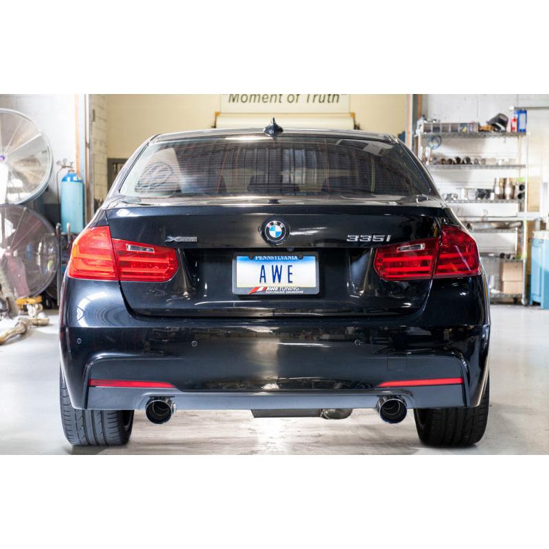 AWE Tuning BMW F3X 335i/435i Touring Edition Axle-Back Exhaust - Chrome Silver Tips (102mm)-SR1 Performance