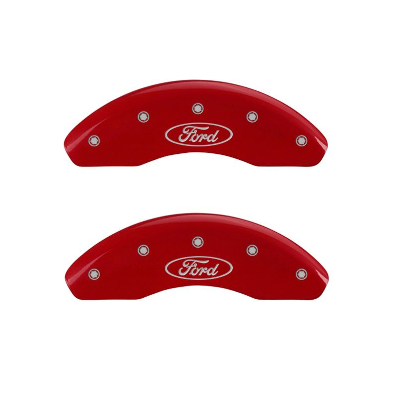 MGP Front set 2 Caliper Covers Engraved Front Oval logo/Ford Red finish silver-SR1 Performance