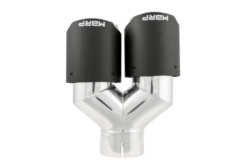MBRP 3in ID / Dual 4in OD Out Staggered L 9.87in / R 9.37in Dual Wall Carbon Fiber Univ Exhaust Tip-SR1 Performance