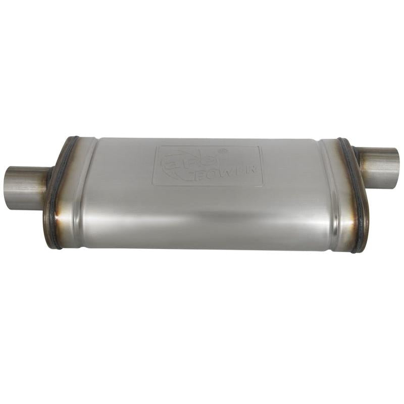 aFe MACHForce XP SS Muffler 2.5in Center Inlet / 2.5in Offset Outlet 18in L x 9in W x4in H Body-SR1 Performance