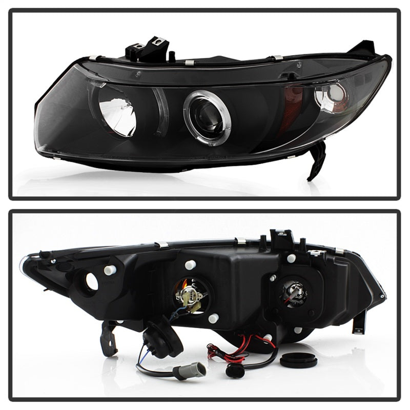 Spyder Honda Civic 06-08 2Dr Projector Headlights LED Halo Black High H1 Low H1 PRO-YD-HC06-2D-HL-BK-SR1 Performance