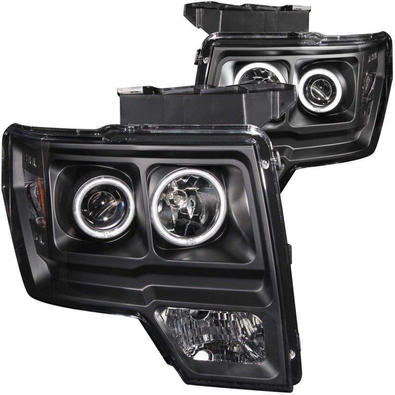 ANZO 2009-2014 Ford F-150 Projector Headlights w/ Halo Black (CCFL)-SR1 Performance