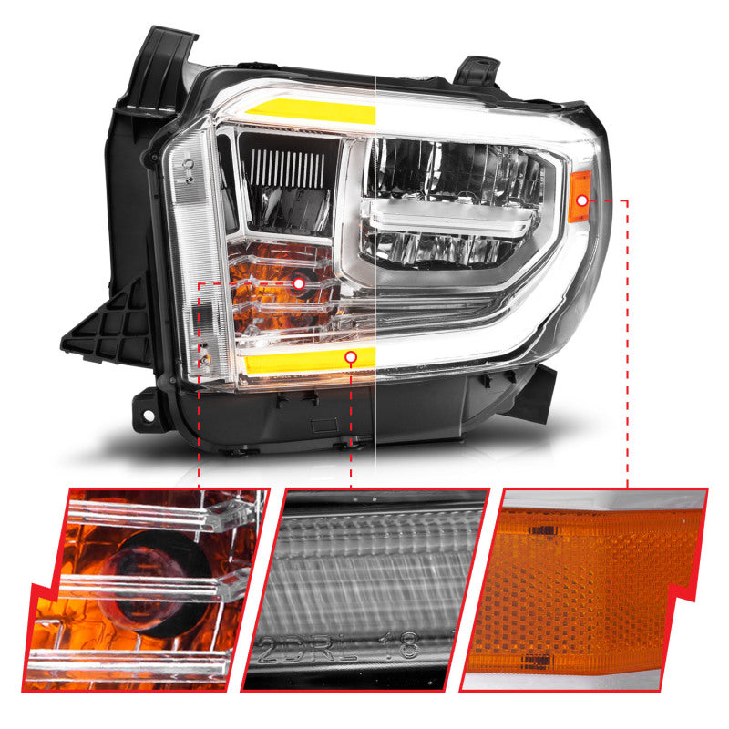 ANZO 2014-2017 Toyota Tundra LED Crystal Headlights w/ Switchback Chrome Housing w/ DRL-SR1 Performance