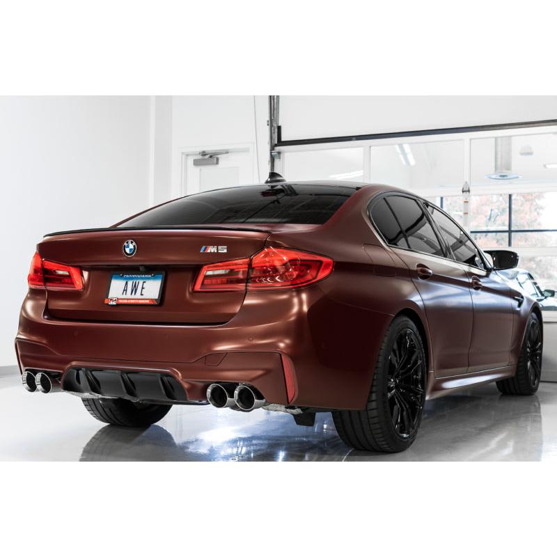 AWE Tuning 18-19 BMW F90 M5 SwitchPatch Cat-Back Exhaust- Black Diamond Tips-SR1 Performance