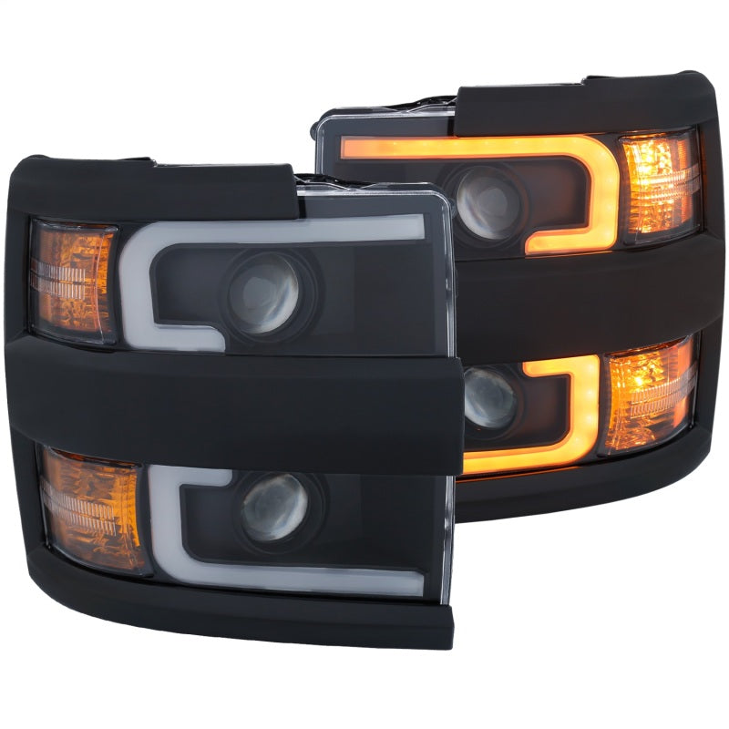 ANZO Projector Headlights 15-17 Chevrolet Silverado 2500HD / 3500HD Black w/ Black Rim-SR1 Performance