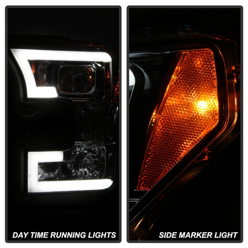 Spyder Ford F150 2015-2017 Projector Headlights - Light Bar DRL LED - Smoke PRO-YD-FF15015-LBDRL-SM-SR1 Performance