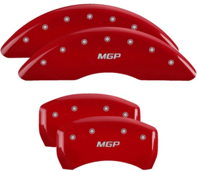 MGP 4 Caliper Covers for 2018-2019 Mercedes-Benz GLE43 AMG - Red Finish with Silver Engraving
