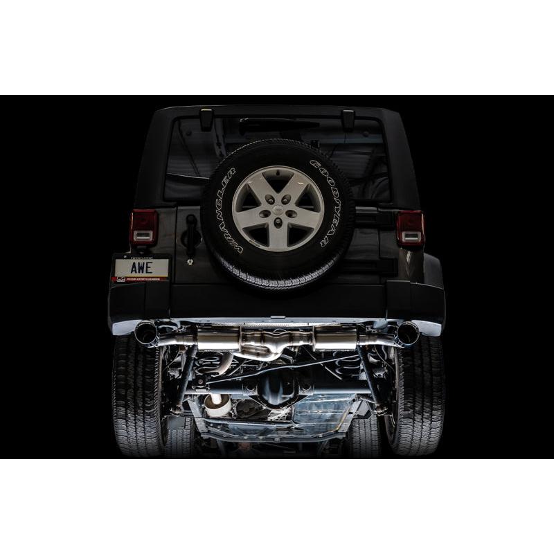 AWE Tuning 07-18 Jeep Wrangler JK/JKU 3.6L Tread Edition Axle-Back Dual Exhaust - Diamond Black Tips-SR1 Performance