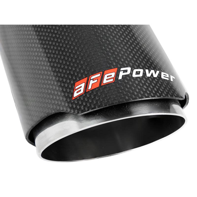 aFe MACH Force-Xp 409 SS Clamp-On Exhaust Tip 2.5in. Inlet / 4in. Outlet / 7in. L - Carbon-SR1 Performance
