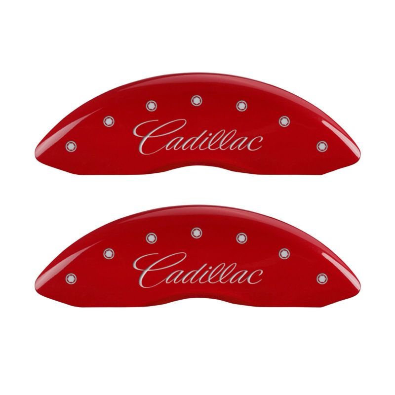 MGP 4 Caliper Covers Engraved Front Cadillac Engraved Rear ATS Red finish silver-SR1 Performance