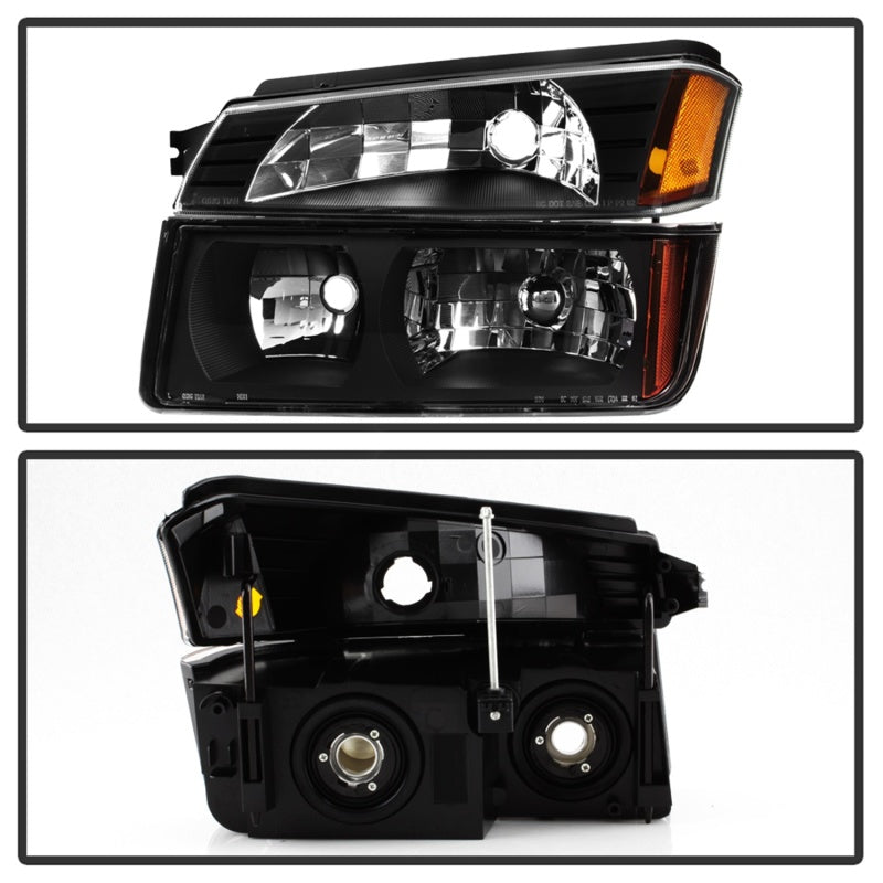 xTune 02-06 Chevy Avalanche w/Cladding OEM Bumper Light & Headlights - (BLACK) (HD-JH-CAVA02-SET-BK)-SR1 Performance