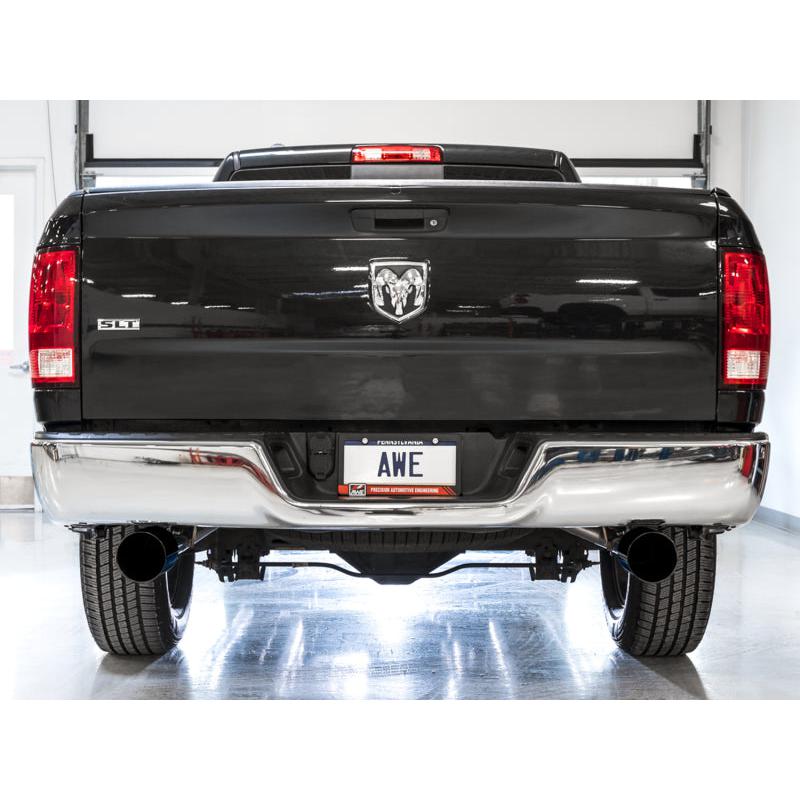 AWE Tuning 09-18 RAM 1500 5.7L (w/o Cutout) 0FG Dual Rear Exit Cat-Back Exhaust - Diamond Black Tips-SR1 Performance