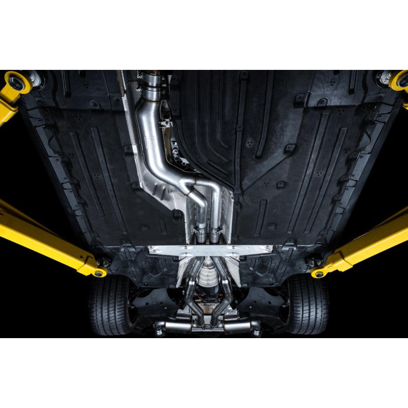 AWE 2020 Toyota Supra A90 Resonated Touring Edition Exhaust - 5in Chrome Silver Tips-SR1 Performance