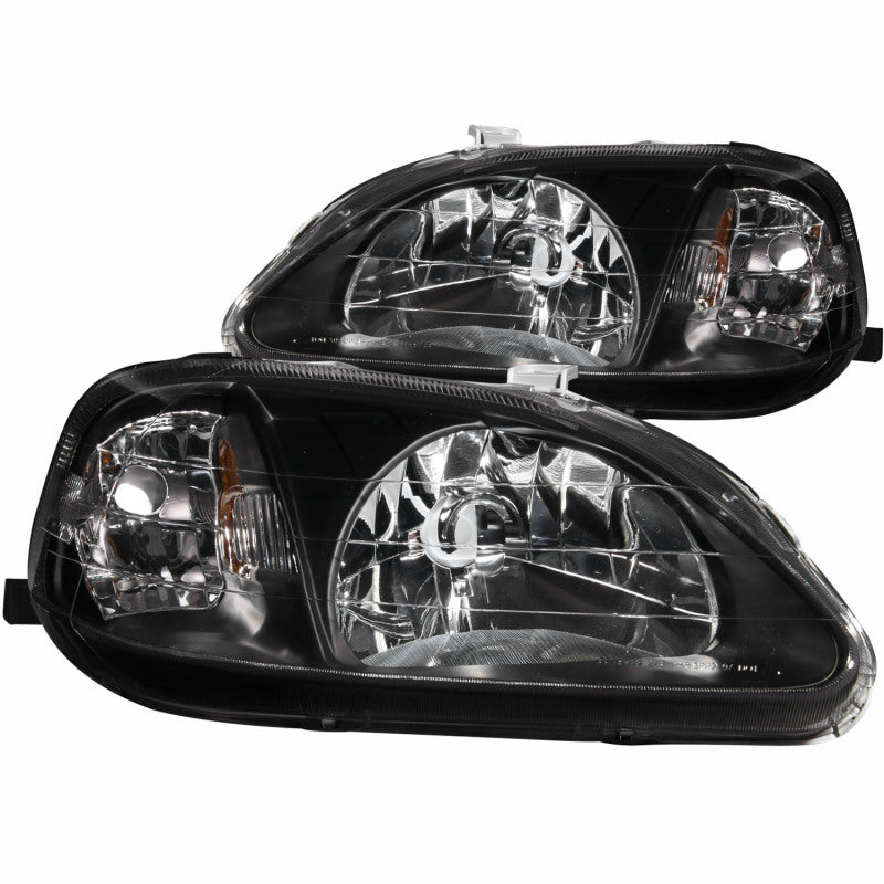 ANZO 1999-2000 Honda Civic Crystal Headlights Black-SR1 Performance
