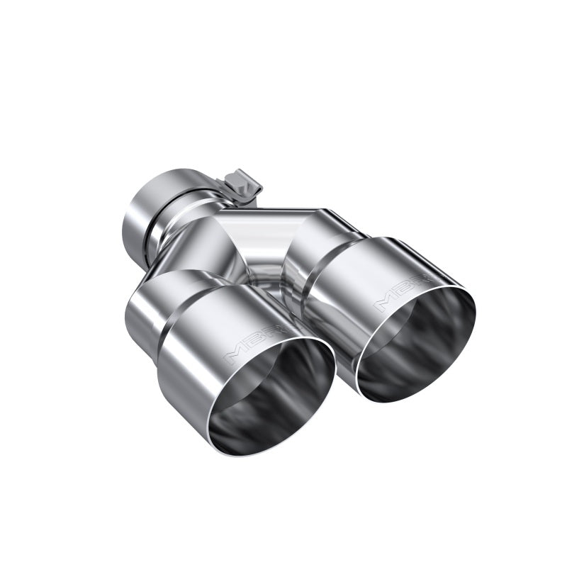 MBRP 3in ID / Dual 4in OD Out Staggered L 9.37in / R 9.87in Single Wall T304 SS Univ Exhaust Tip-SR1 Performance