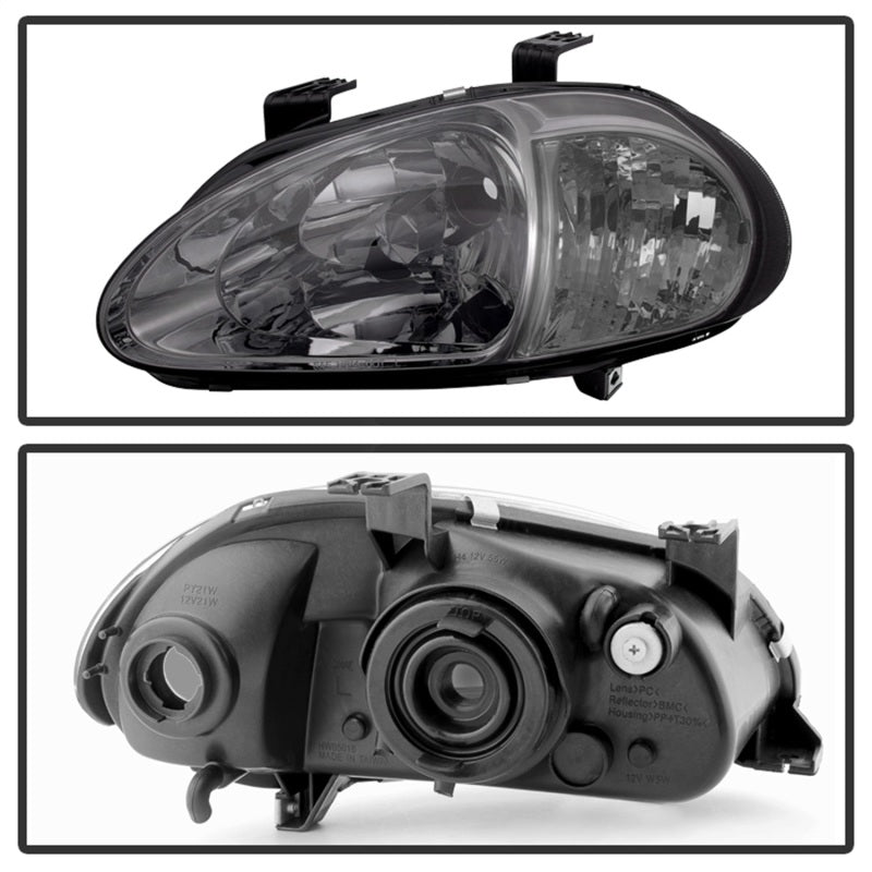 Xtune Honda Del Sol 93-97 1Pc Crystal Headlights Smoke HD-ON-HDEL93-1P-SM-SR1 Performance