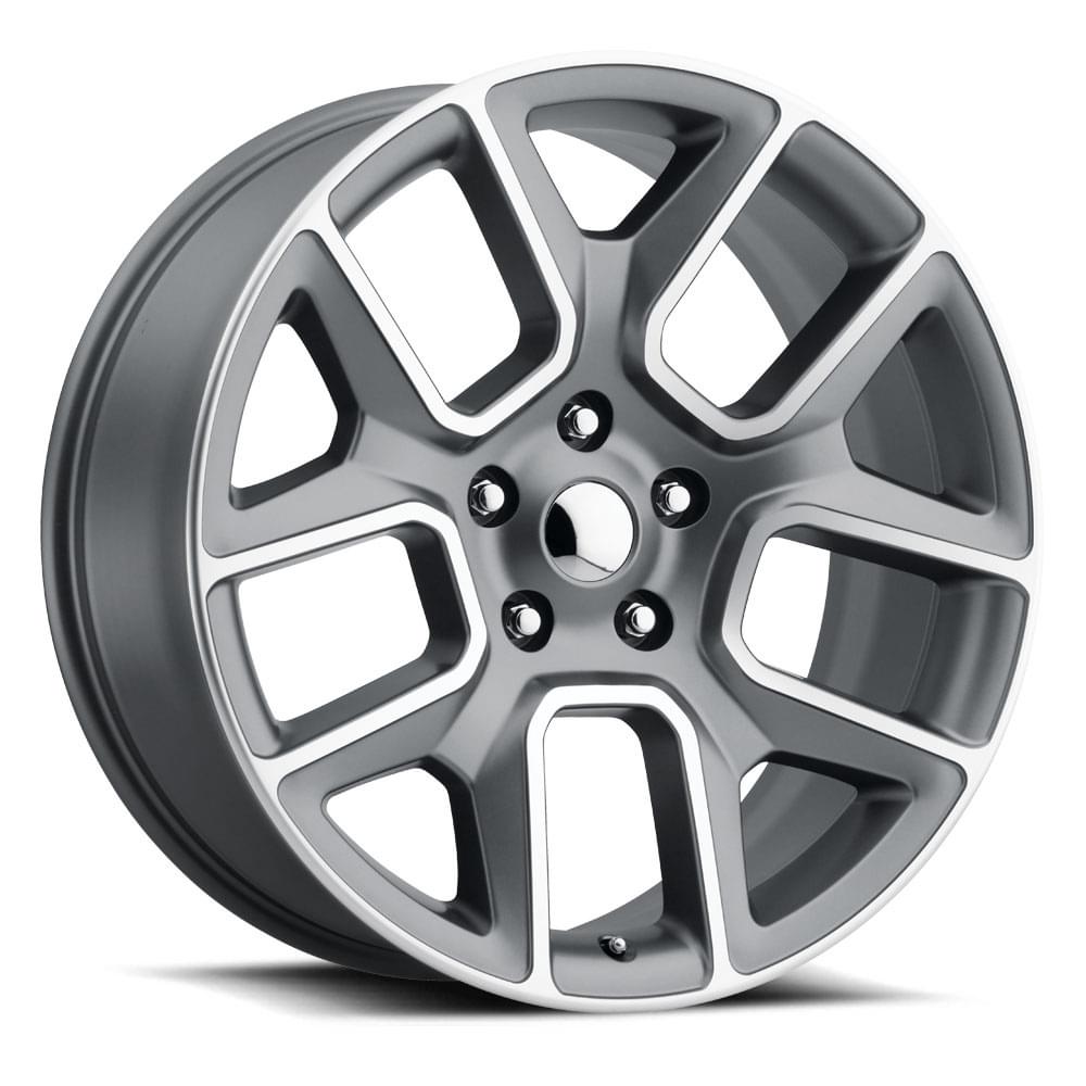22X9 6x5.5 +15 HB 77.8 19 RAM 1500 SATIN GREY MACH FACE WITH CAP-SR1 Performance