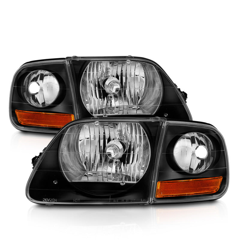 ANZO 1997-2003 Ford F150 Crystal Headlight Black w/ Parking Light-SR1 Performance