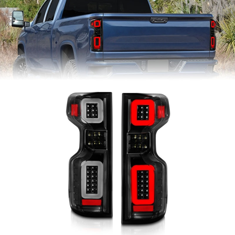 Anzo 19-21 Chevy Silverado Full LED Tailights Black Housing Clear Lens G2 (w/C Light Bars)-SR1 Performance
