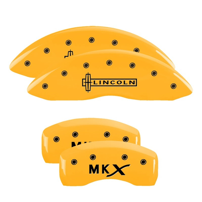 MGP 4 Caliper Covers Engraved Front Lincoln Engraved Rear MKX Yellow finish black-SR1 Performance