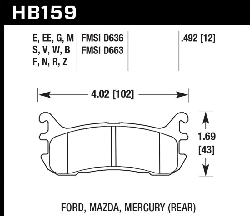 Hawk 03-05 Mazda Miata Rear ER-1 Brake Pad Set-SR1 Performance