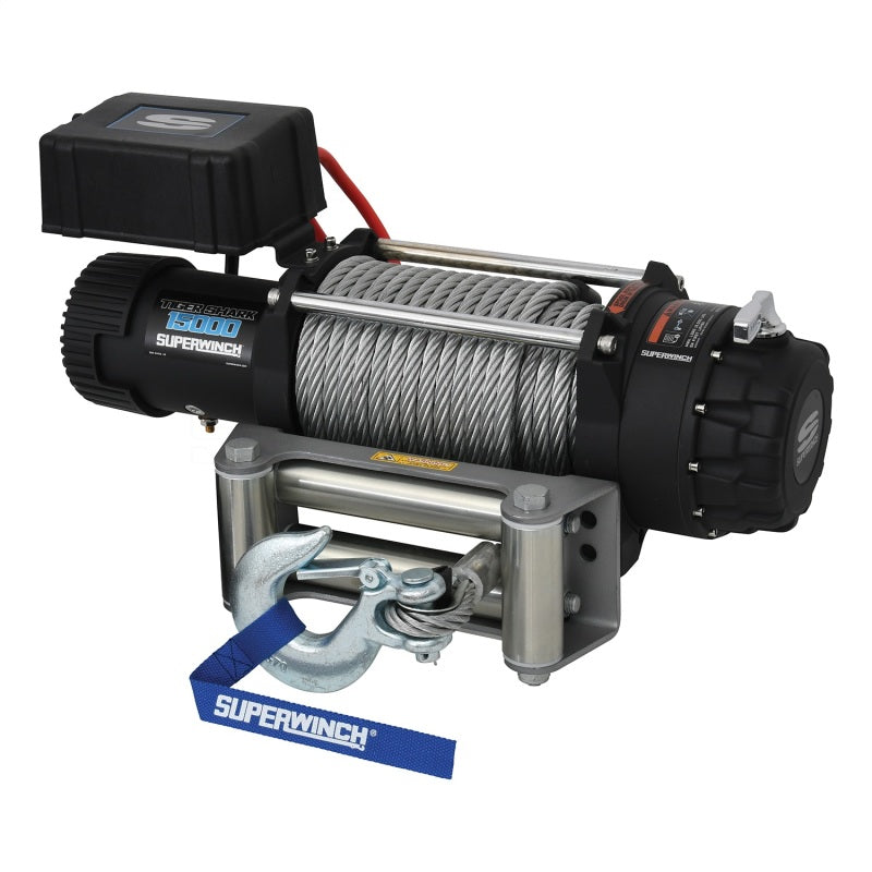 Superwinch 15000 LBS 12V DC 7/16in x 82ft Wire Rope Tiger Shark 11500 Winch-SR1 Performance