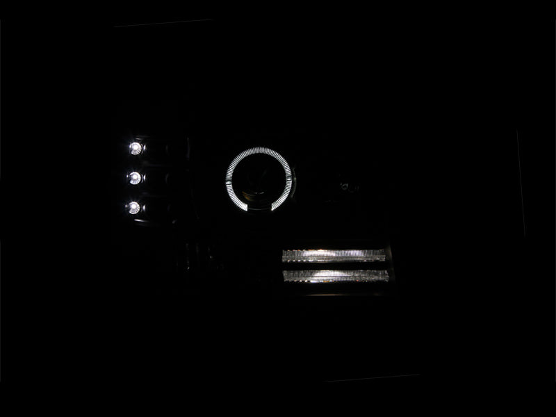 ANZO 1992-1996 Ford F-150 Projector Headlights w/ Halo Black w/ Side Markers and Parking Lights-SR1 Performance