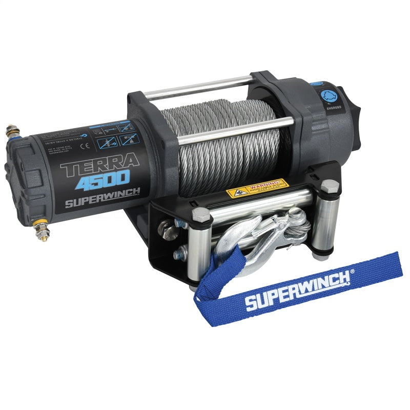 Superwinch 4500 LBS 12V DC 15/64in x 50ft Steel Rope Terra 4500 Winch - Gray Wrinkle-SR1 Performance