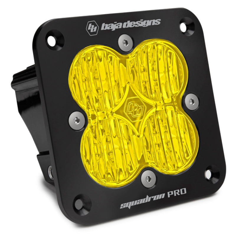 Baja Designs Squadron Pro Black Wide Cornering Pattern Flush Mount LED Light Pod - Amber-SR1 Performance