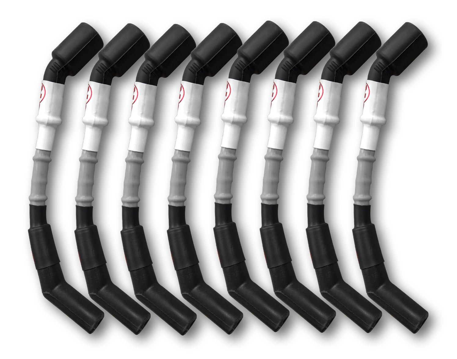 11mm Spark Plug Wires (8 pc. Set). Grey with Black Boots. LSX Car
