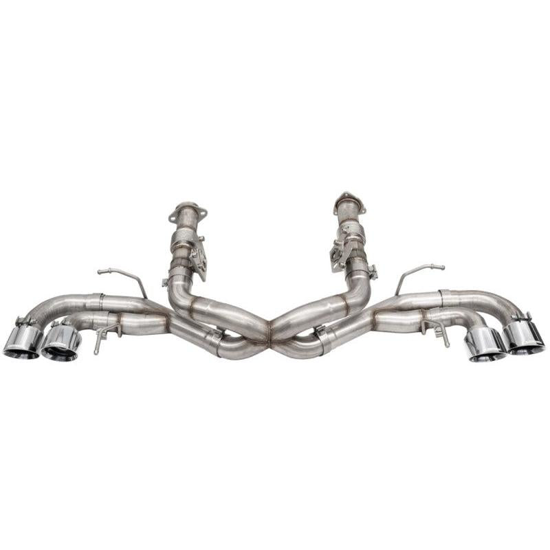 Corsa 20-24 Corvette C8 3in Xtreme Cat-Back Exhaust 4.5in Pol Quad Tips - Integrates stock AFM Valve-SR1 Performance