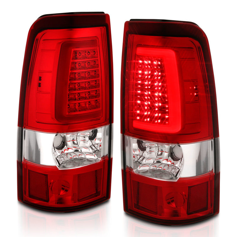 ANZO 2003-2006 Chevy Silverado 1500 LED Taillights Plank Style Chrome With Red/Clear Lens-SR1 Performance