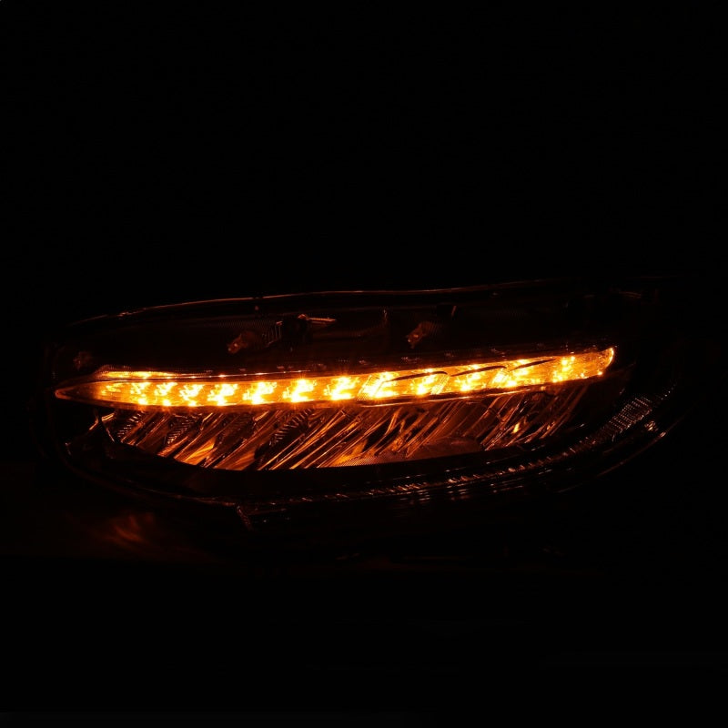 ANZO 16-17 Honda Civic Projector Headlights Plank Style Black w/Amber/Sequential Turn Signal-SR1 Performance