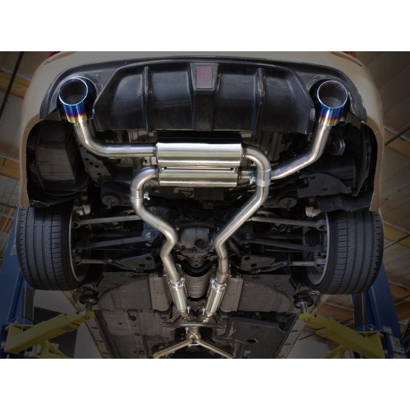 aFe 14-15 Infiniti Q50 V6 3.7L Takeda 2-1/2in 304 SS Cat-Back Exhaust System w/ Blue Flame Tips-SR1 Performance