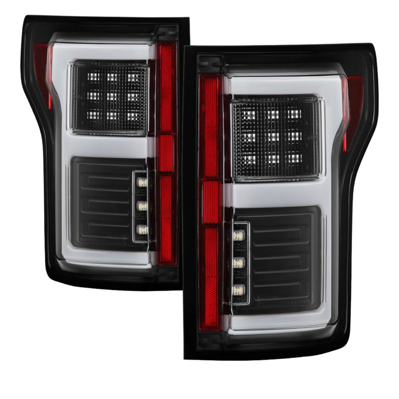 Spyder 15-18 Ford F-150 Light Bar LED Tail Lights (w/Blind Spot) - Black (ALT-YD-FF15015BS-LBLED-BK)-SR1 Performance
