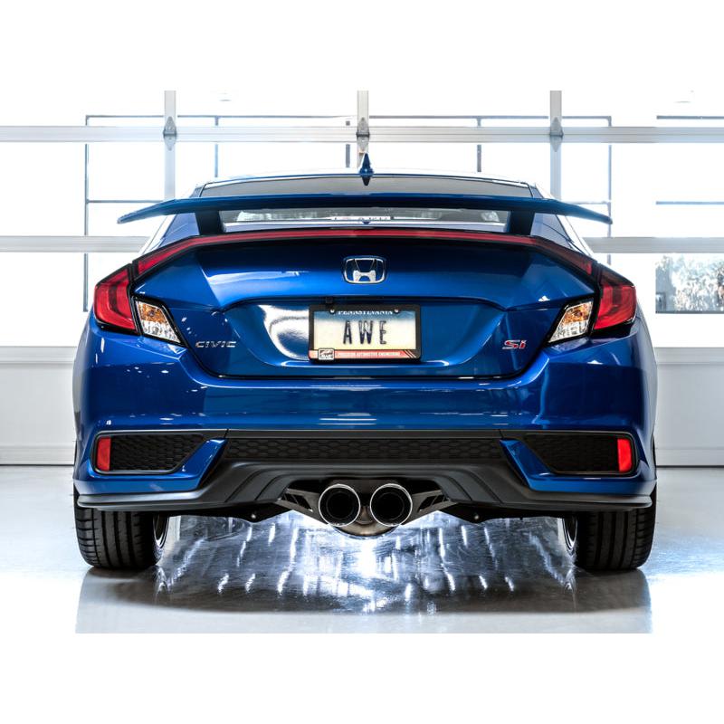 AWE Tuning 2016+ Honda Civic Si Touring Edition Exhaust w/Front Pipe & Dual Chrome Silver Tips-SR1 Performance