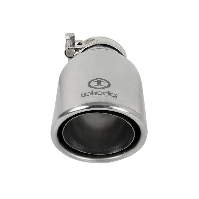 aFe Takeda 304 Stainless Steel Clamp-On Exhaust Tip 2.5in. Inlet / 4in. Outlet / 8in. L - Polished-SR1 Performance