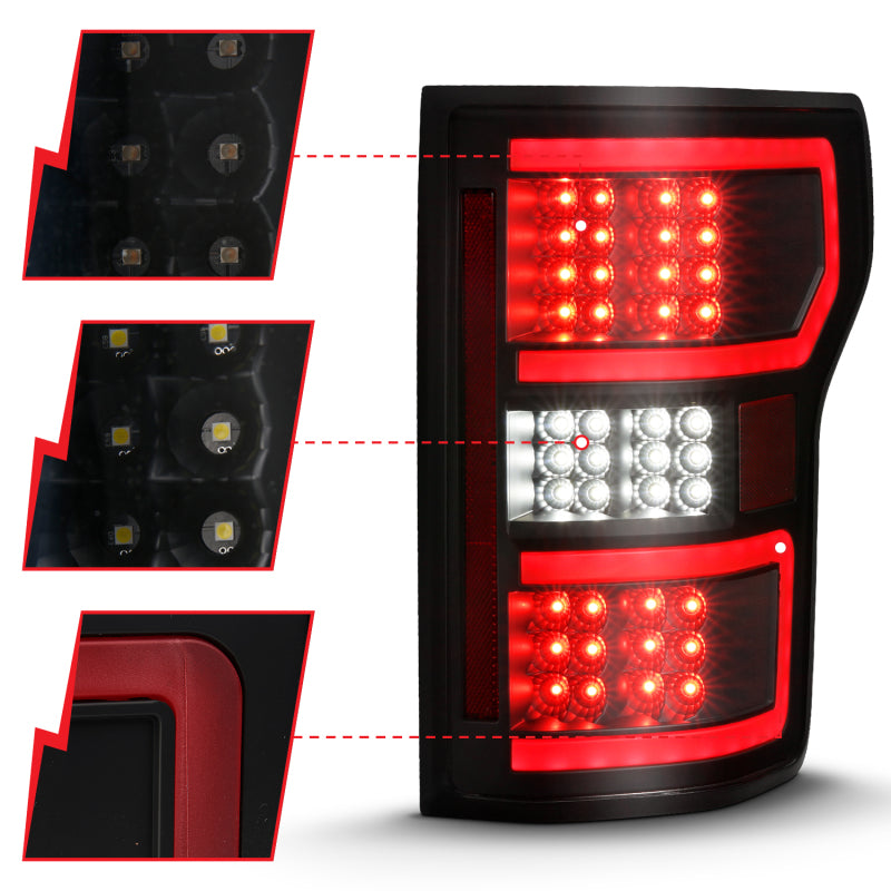 ANZO 18-19 Ford F-150 LED Taillight Black Housing Clear Lens Red Light Bar W/Sequential-SR1 Performance