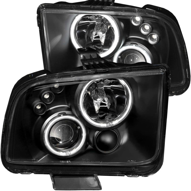 ANZO 2005-2009 Ford Mustang Projector Headlights w/ Halo Black-SR1 Performance