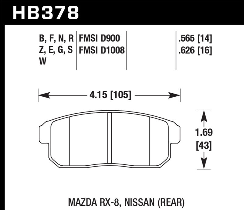 Hawk 03-07 RX8 HP+ Street Rear Brake Pads (D1008)-SR1 Performance