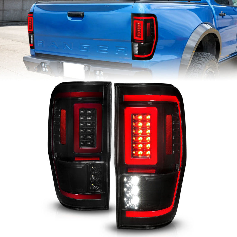 ANZO 19-22 Ford Ranger Full LED Taillights w/ Lightbar Sequential Signal Black Housing/Smoke Lens-SR1 Performance