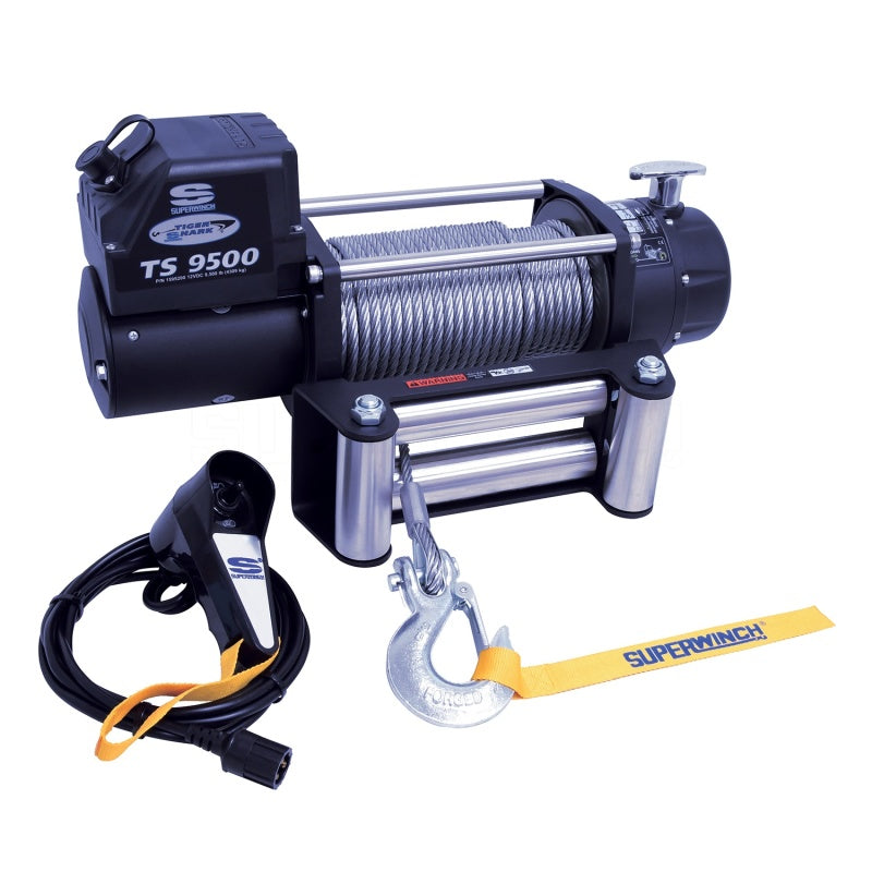 Superwinch 9500 LBS 12V DC 11/32in x 95ft Steel Rope Tiger Shark 9500 Winch-SR1 Performance