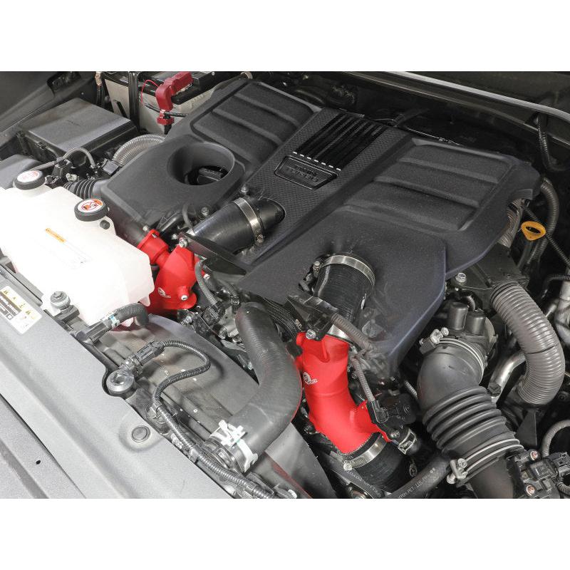 aFe 2022 Toyota Land Cruiser (J300) V6-3.5L (tt) BladeRunner 2.5in Aluminum Hot Charge Pipe - Red-SR1 Performance