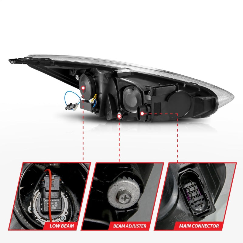 ANZO 15-18 Ford Focus Projector Headlights - w/ Light Bar Switchback Black Housing-SR1 Performance